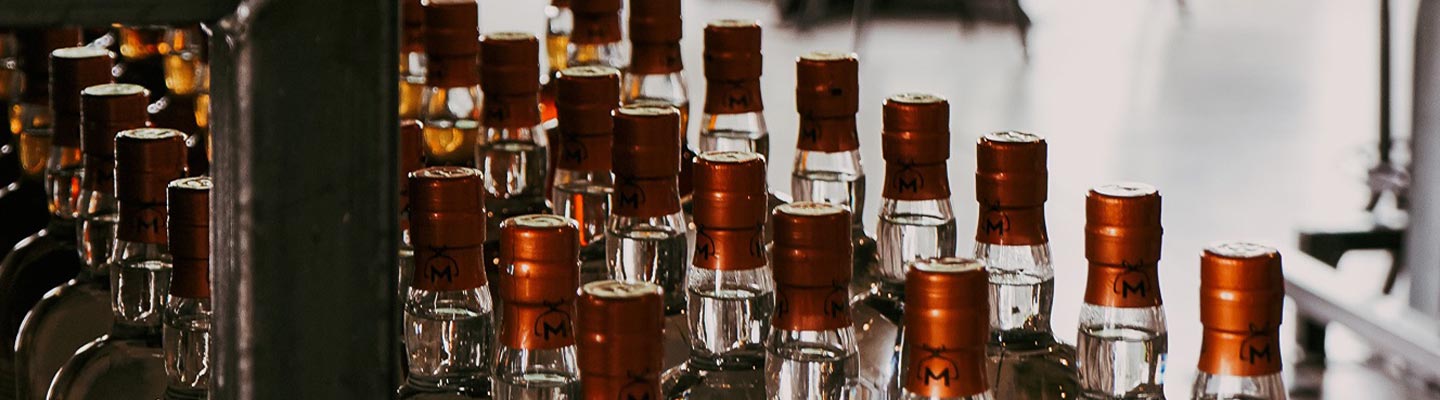 bottles on an assembly line